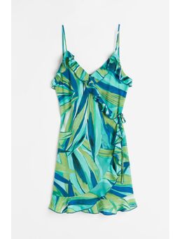 H & M - Overslagjurk met volants - Turquoise