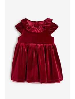 H & M - Fluwelen jurk met kraag - Rood
