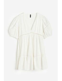 H & M - Volumineuze jurk met kant - Wit