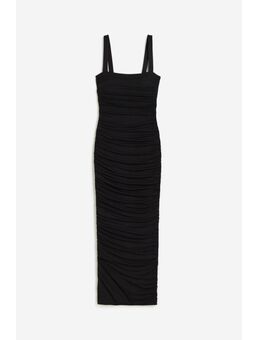 H & M - Ruched Sleeveless Maxi Dress - Zwart