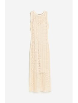 H & M - Gebreide jurk met gehaakte look - Beige