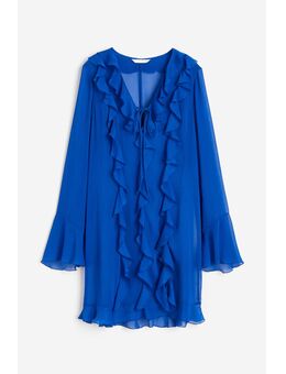 H & M - Chiffon jurk met volants - Blauw