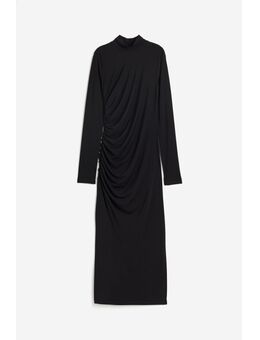 H & M - Gedrapeerde jurk met turtleneck - Zwart