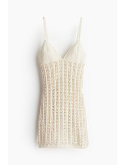 H & M - Gebreide jurk met gehaakte look - Wit