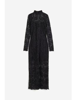 H & M - Kanten jurk met halsboordje - Zwart