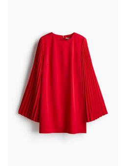 H & M - Jurk met geplisseerde mouwen - Rood