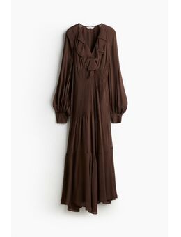 H & M - Volantjurk van chiffon - Bruin