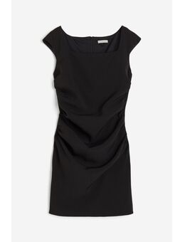H & M - Twill jurk met vierkante hals - Zwart