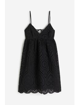 H & M - Jurk met broderie anglaise - Zwart