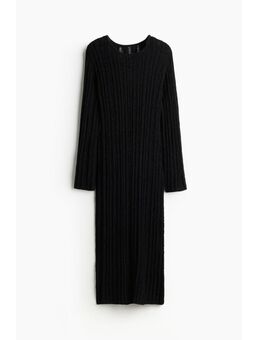 H & M - Gebreide jurk met laddersteekdetails - Zwart