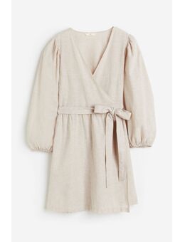 H & M - Overslagjurk van linnenmix - Beige