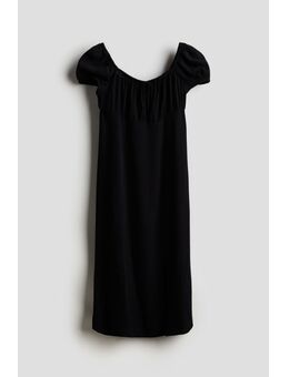H & M - Midi-jurk met pofmouwen - Zwart