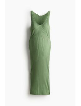 H & M - MAMA Ribgebreide midi-jurk - Groen