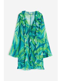 H & M - Chiffon jurk met volants - Turquoise