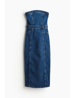 H & M - Denim Tube Midi Dress - Blauw