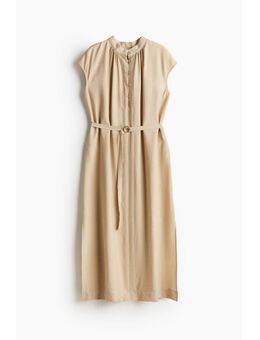 H & M - Jurk met ceintuur - Beige