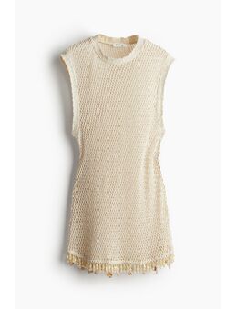 H & M - Opengebreide mini-jurk met decoraties - Wit