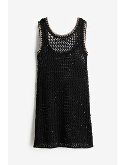 H & M - Mini-jurk met een gehaakte look en pailletten - Zwart