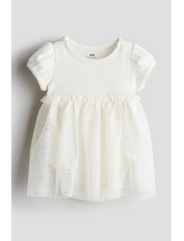 H & M - Tulen jurk met romper - Wit
