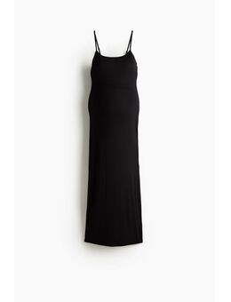 H & M - MAMA Lange geribde jurk - Zwart