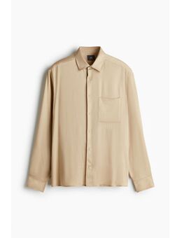 H & M - Satijnen overhemd - Regular Fit - Beige