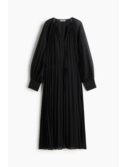 H & M - Plisséjurk van chiffon - Zwart