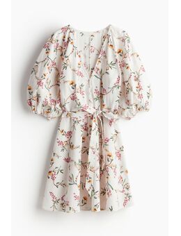 H & M - Katoenen jurk met strikceintuur - Wit