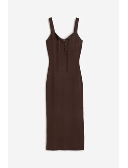 H & M - Jurk met rijgdetail - Bruin