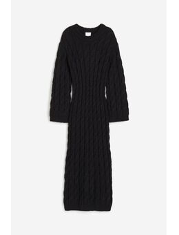 H & M - Kabelgebreide midi-jurk - Zwart