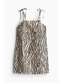 H & M - Jurk met strikbandjes - Beige