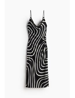 H & M - Gedrapeerde jurk met watervalhals - Zwart