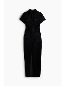 H & M - Fit For Success Velvet Maxi Dress - Zwart