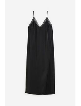 H & M - Slip-on jurk met kant - Zwart