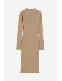 H & M - Ribgebreide jurk met turtleneck - Bruin
