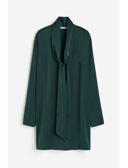 H & M - Satijnen jurk met strikbanden - Groen