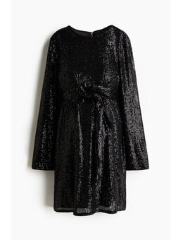 H & M - MAMA Sequined tie-belt dress - Zwart