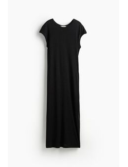 H & M - Midi-jurk van linnenmix - Zwart