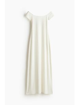 H & M - Ribgebreide off-the-shoulderjurk - Wit