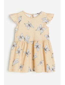 H & M - Tricot jurk met volants - Beige