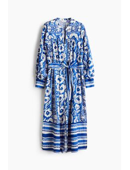 H & M - Kaftanjurk met strikceintuur - Blauw