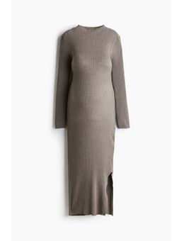 H & M - MAMA Ribgebreide jurk met turtleneck - Beige