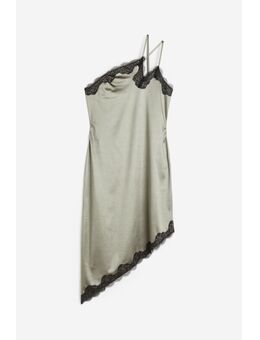 H & M - Satijnen one-shoulderjurk - Groen