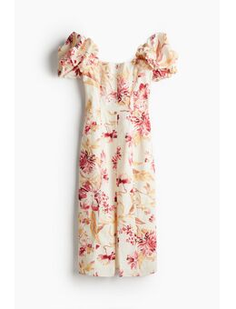 H & M - Off-the-shoulderjurk van linnenmix - Wit