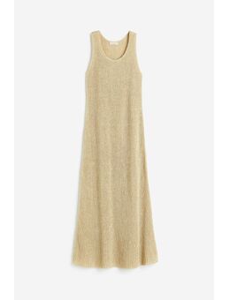 H & M - Ribgebreide jurk van zijdemix - Geel
