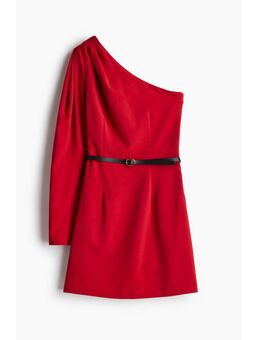 H & M - One-shoulderjurk met ceintuur - Rood