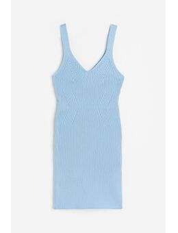 H & M - Ribgebreide bodyconjurk - Blauw