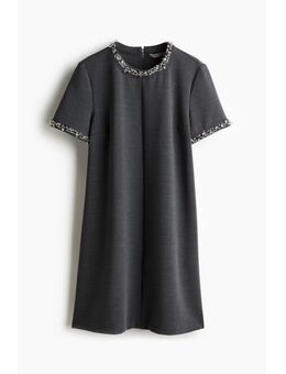 H & M - Bead-embellished dress - Grijs