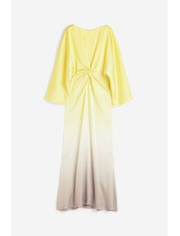 H & M - Satijnen jurk met gedraaid detail - Geel