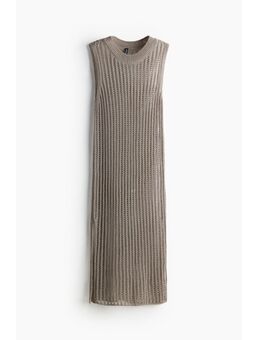 H & M - Gebreide jurk met laddersteekdetails - Beige