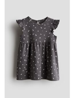 H & M - Tricot jurk met volants - Grijs